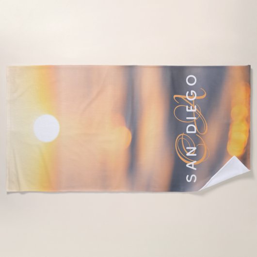 Serviette De Plage San Diego Golden Ocean Sunset Custom (Devant)