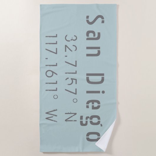 Serviette De Plage San Diego Latitude Longitude (Devant)