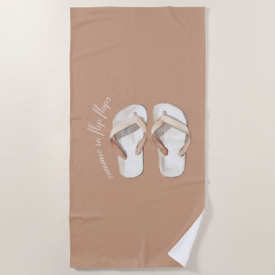Serviette De Plage Sandales d'été marron crème à semelles de lanières