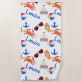 Serviette De Plage Sandales et lunettes de soleil Nom d'été Motif (Devant)