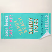 Serviette De Plage Sandy Beach Turquoise Ocean Typographie (Devant)