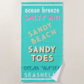 Serviette De Plage Sandy Beach Turquoise Ocean Typographie (Devant)