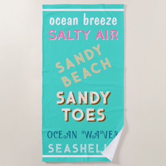 Serviette De Plage Sandy Beach Turquoise Ocean Typographie (Devant)