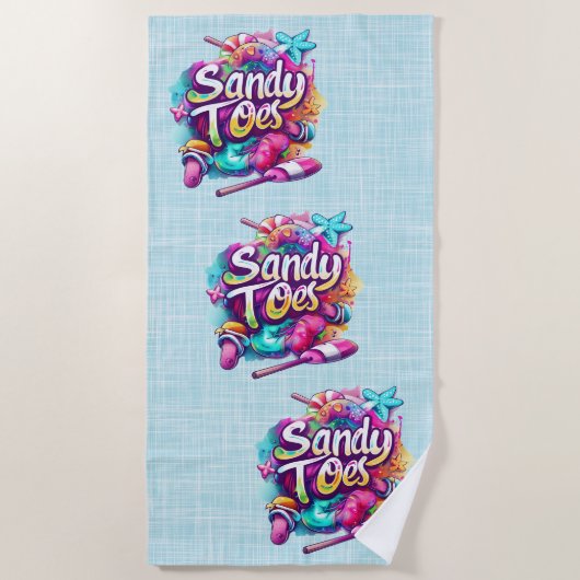Serviette De Plage Sandy Toes Turquoise (Devant)