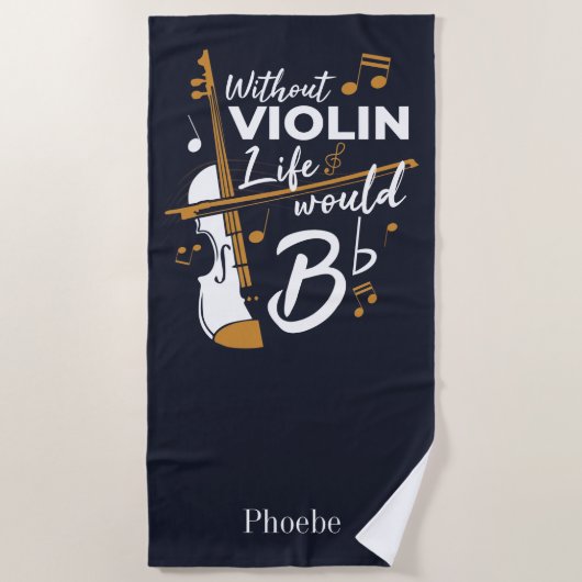 Serviette De Plage Sans Violon La Vie Serait Plat Mignonne Violoniste (Devant)