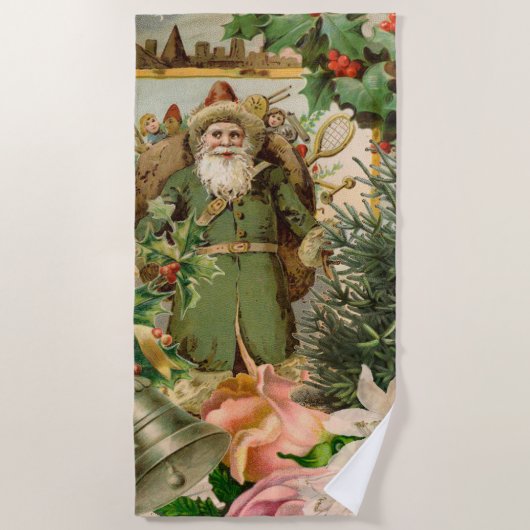 Serviette De Plage Santa Claus Noël Antiquité Belle Art (Devant)