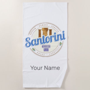 Serviette De Plage Santorin Grèce Vintage Égée Cyclades Île
