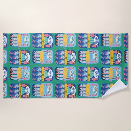 Serviette De Plage Sardine drôle Nautical (Devant)