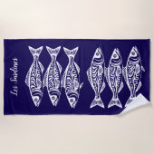 Serviette De Plage Sardines-Bleu Hawaïen (Devant)