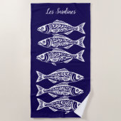 Serviette De Plage Sardines-Bleu Hawaïen (Devant)