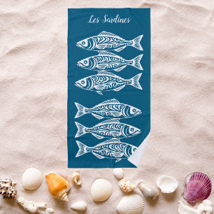 Serviette De Plage Sardines-Bleu Hawaïen