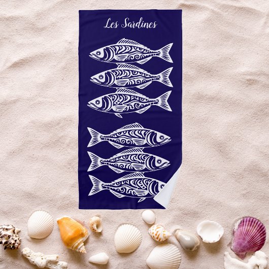 Serviette De Plage Sardines-Bleu Hawaïen