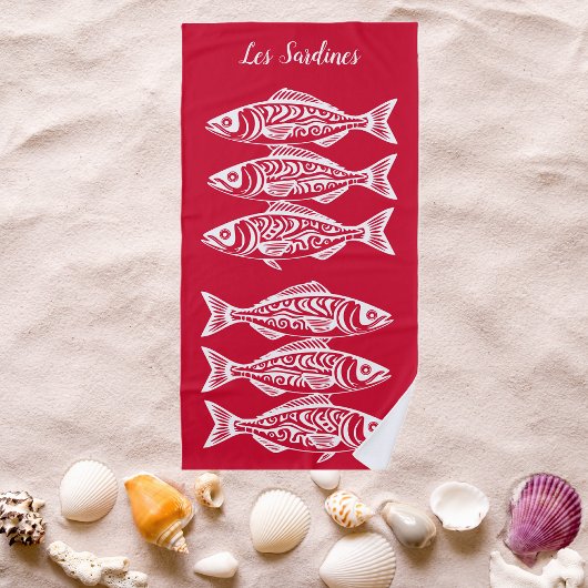 Serviette De Plage Sardines-Cherry Red Hawaiian