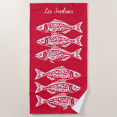 Serviette De Plage Sardines-Cherry Red Hawaiian (Devant)