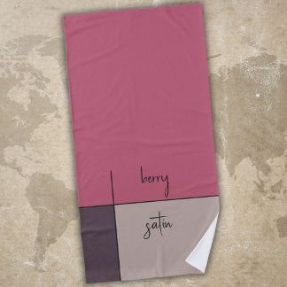 Serviette De Plage satin aux fruits, gris rose abstrait art moderne