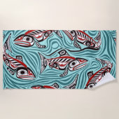 Serviette De Plage Saumon Haida Art Spirit Pacific Northwest Native (Devant)