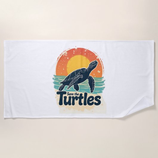 Serviette De Plage Sauvez Les Tortues Droits Animaux Tortues Sea Turt (Devant)