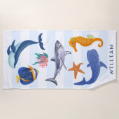 Serviette De Plage Sauvez nos mers | Animaux marins en danger Enfants (Devant)