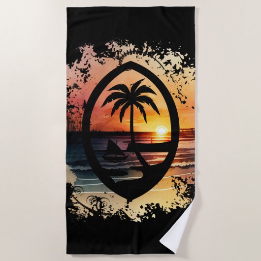 Serviette De Plage Sceau Guam Sunset (Devant)