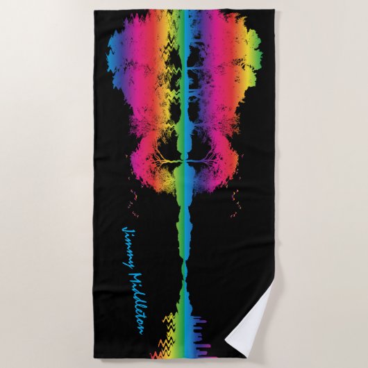 Serviette De Plage Scène de guitare arc-en-ciel - Signature (Devant)