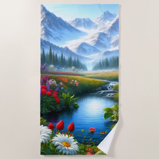 Serviette De Plage Scène de montagne (Devant)