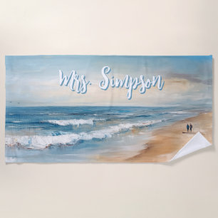Serviette De Plage Scène de vacances Ocean Beach personnalisée