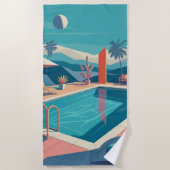 Serviette De Plage Scène Futuriste De Piscine (Devant)