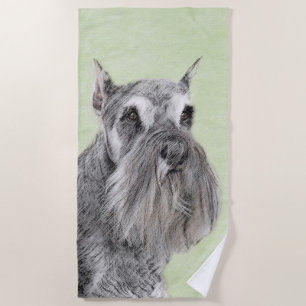 Serviette De Plage Schnauzer (Giant, Standard) Peinture - Chien Art