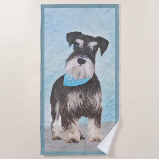 Serviette De Plage Schnauzer (Miniature) Peinture - Chien original mi (Devant)