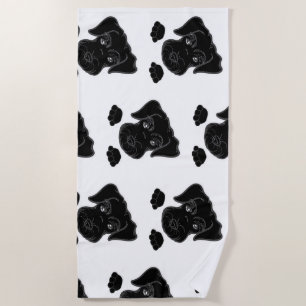Serviette De Plage schnauzer nain noir qui regarde