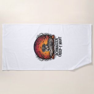 Serviette De Plage Schnauzer Rampaça Nuit Halloween Citrouilles Chauv