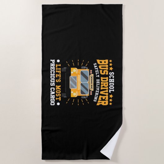 Serviette De Plage School Bus Driver Safely Delivering (Devant)