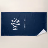 Serviette De Plage Script de brosse moderne | M. | Couleur modifiable (Devant)
