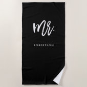 Serviette De Plage Script de brosse moderne | M. | Couleur modifiable (Devant)