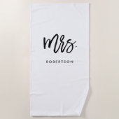 Serviette De Plage Script de brosse moderne | Mme | Couleur modifiabl (Devant)