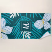 Serviette De Plage Script de fleurs tropicales Monogram Beach Towne (Devant)