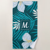 Serviette De Plage Script de fleurs tropicales Monogram Beach Towne (Devant)
