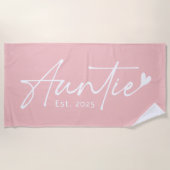 Serviette De Plage Script de l'année est Tante avec coeur rose clair (Devant)