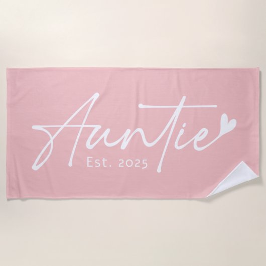 Serviette De Plage Script de l'année est Tante avec coeur rose clair (Devant)