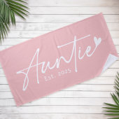 Serviette De Plage Script de l'année est Tante avec coeur rose clair