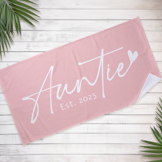 Serviette De Plage Script de l'année est Tante avec coeur rose clair