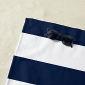 Serviette De Plage Script de nom de la bande blanche bleue marine (En situation)