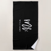 Serviette De Plage Script de pinceau élégant "Mr. Last Name" (Devant)