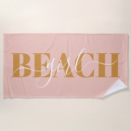 Serviette De Plage Script de typographie moderne orange rose plage ci (Devant)