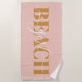 Serviette De Plage Script de typographie moderne orange rose plage ci (Devant)