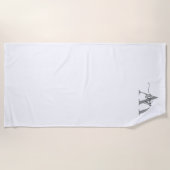 Serviette De Plage Script élégant Moderne Blanc Gris Monogramme Nom (Devant)