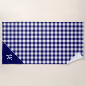 Serviette De Plage Script Monogram Marine White Buffalo Check Motif (Devant)