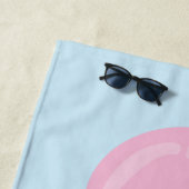 Serviette De Plage Script monogramme bleu crème glacé rose (En situation)