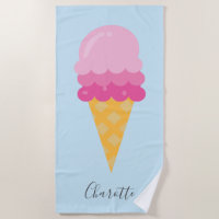 Script monogramme bleu crème glacé rose