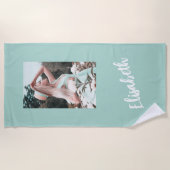 Serviette De Plage Script photo et nom personnalisé (Devant)